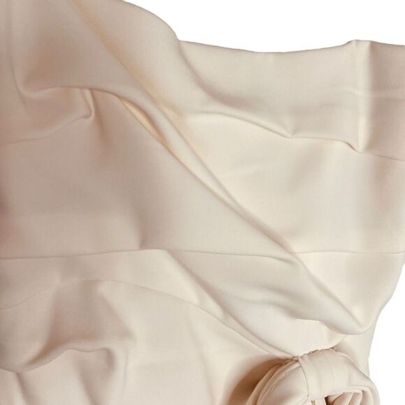 ML Monique Lhuillier Ivory Bow-Drape Wrap Midi Dress Size 4 | NWT - Picture 10 of 12